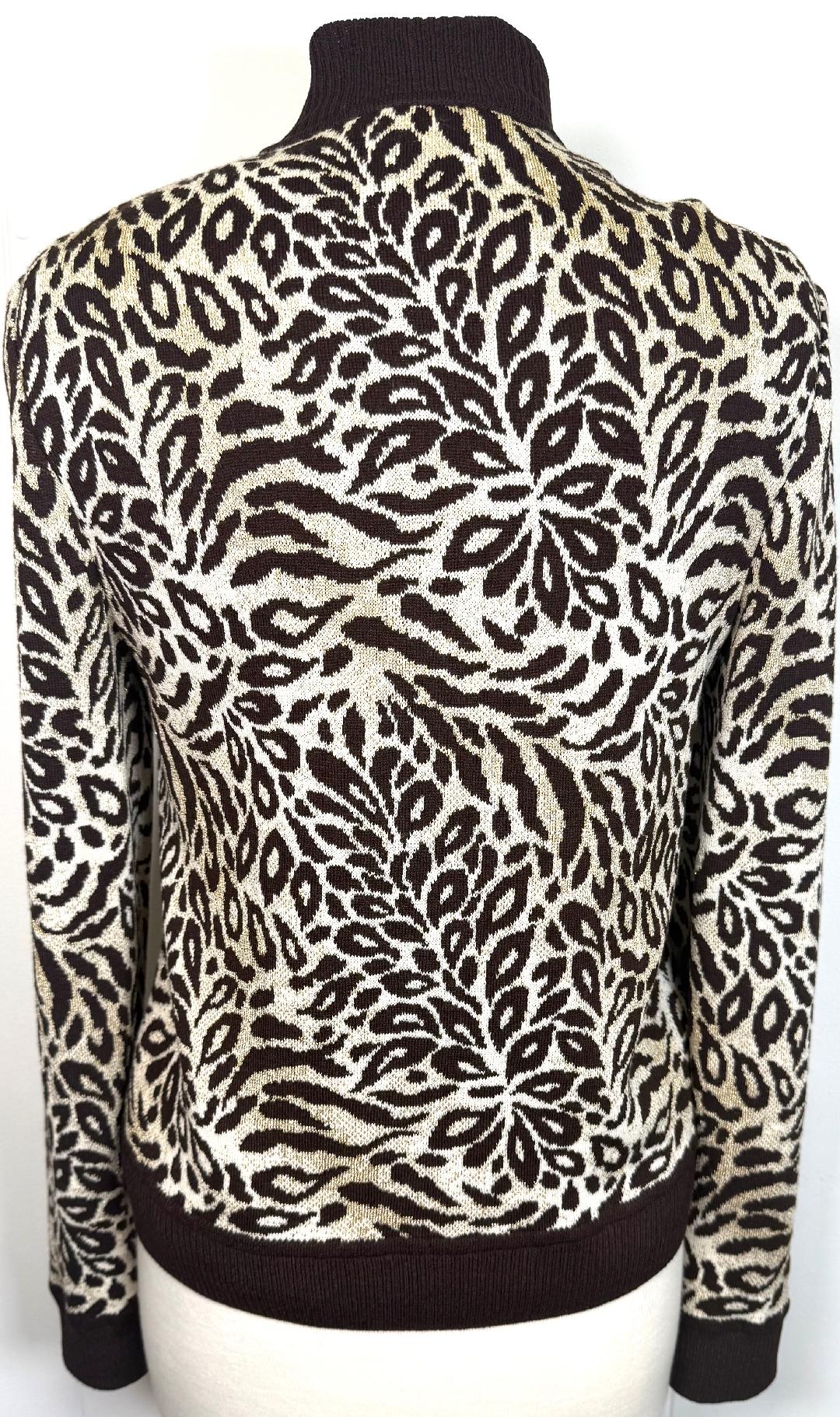 St. John Brown White Gold Wool-Blend Knit Zip Jacket – Size L/10/12