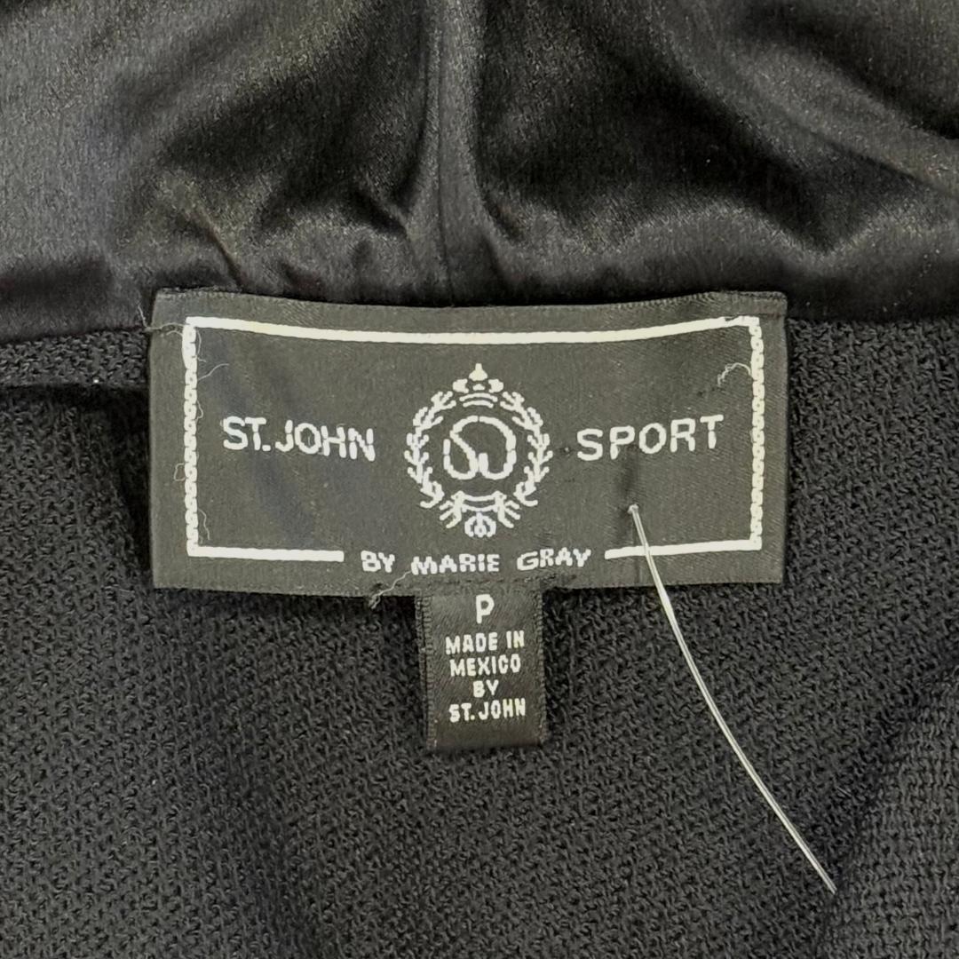 St. John Sport Black Santana Knit Hooded Jacket with Gold Hardware – Relaxed Fit - Multiple Sizes