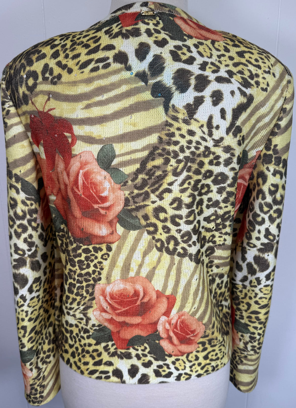 St. John Orange, Brown & Yellow Floral Print Jacket – Logo Buttons – Size MJS637