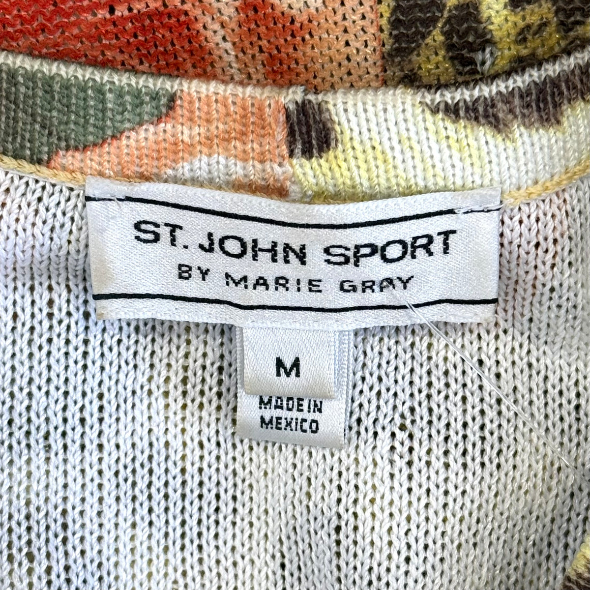 St. John Orange, Brown & Yellow Floral Print Jacket – Logo Buttons – Size MJS637