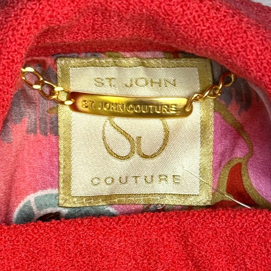 St. John Couture Coral Two-Piece Skirt Suit – Couture Details & Statement Buttons - Size 8