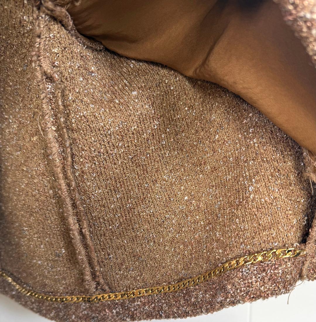 St. John Multi Brown Textured Knit Skirt Suit – Logo Buttons & Trim – Size 6
