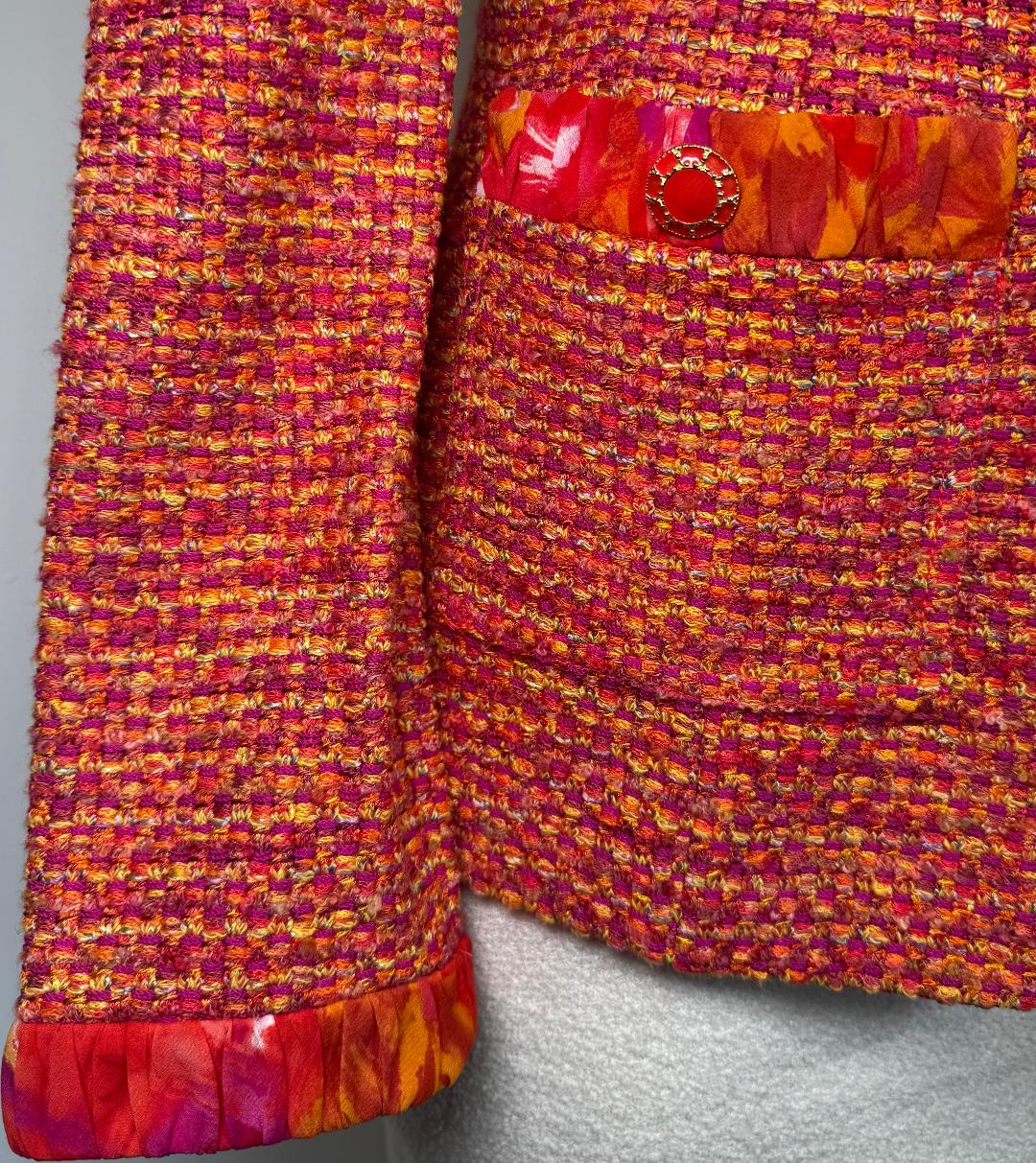 St. John Orange & Hot Pink Knit Jacket and Silk Blouse Set – Size 10 (Jacket, fits 8), Size 8 (Blouse)