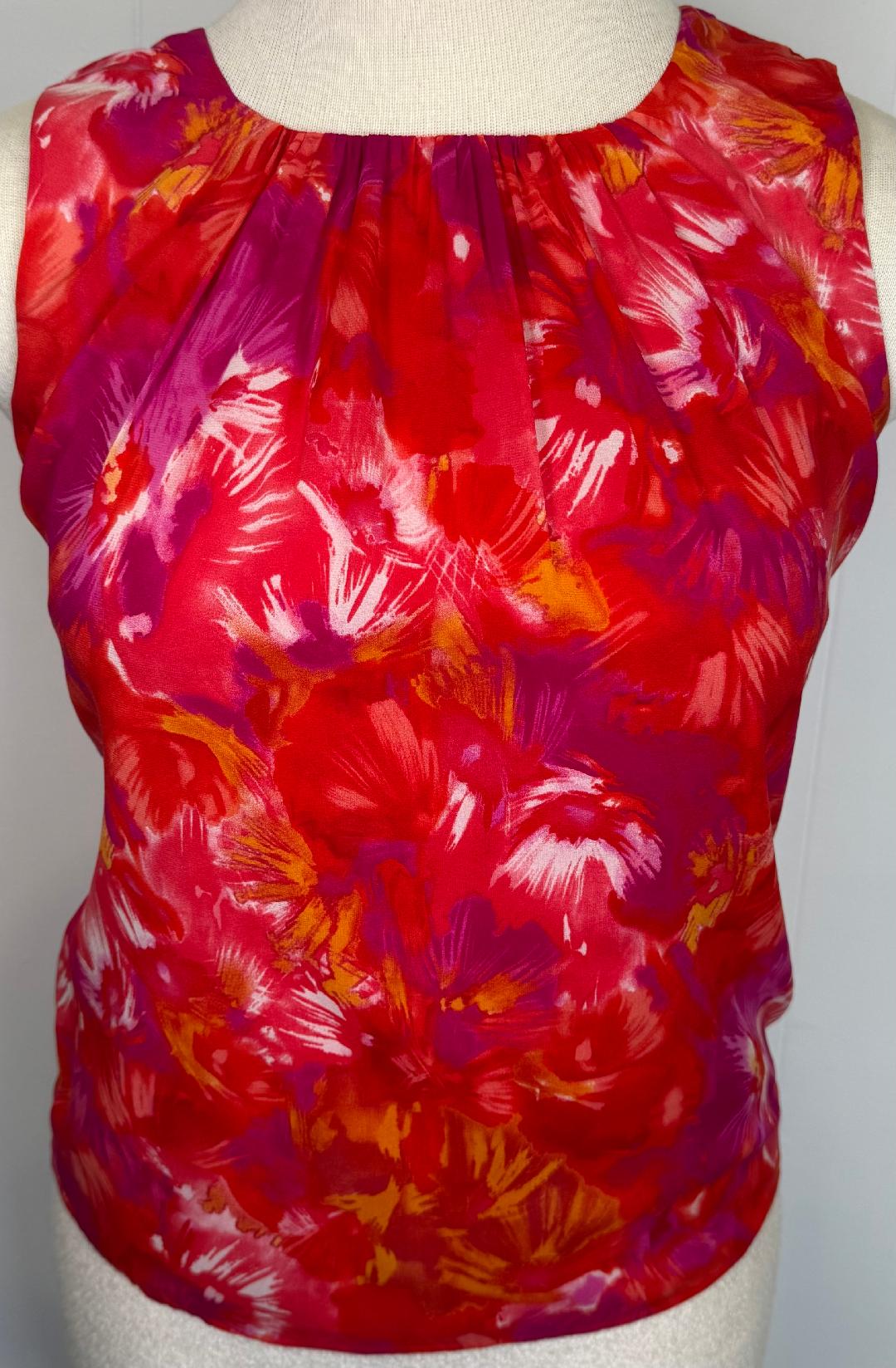 St. John Orange & Hot Pink Knit Jacket and Silk Blouse Set – Size 10 (Jacket, fits 8), Size 8 (Blouse)