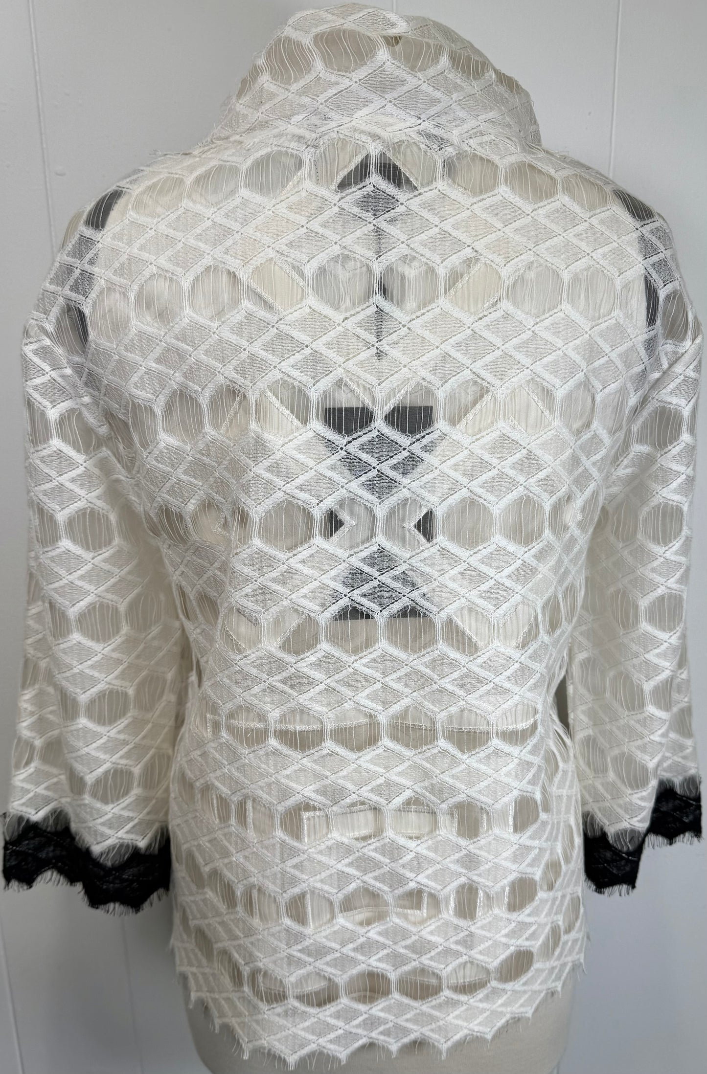 St. John White & Black Sheer Jacket & Top Set – NWT $2,590 – Size 4