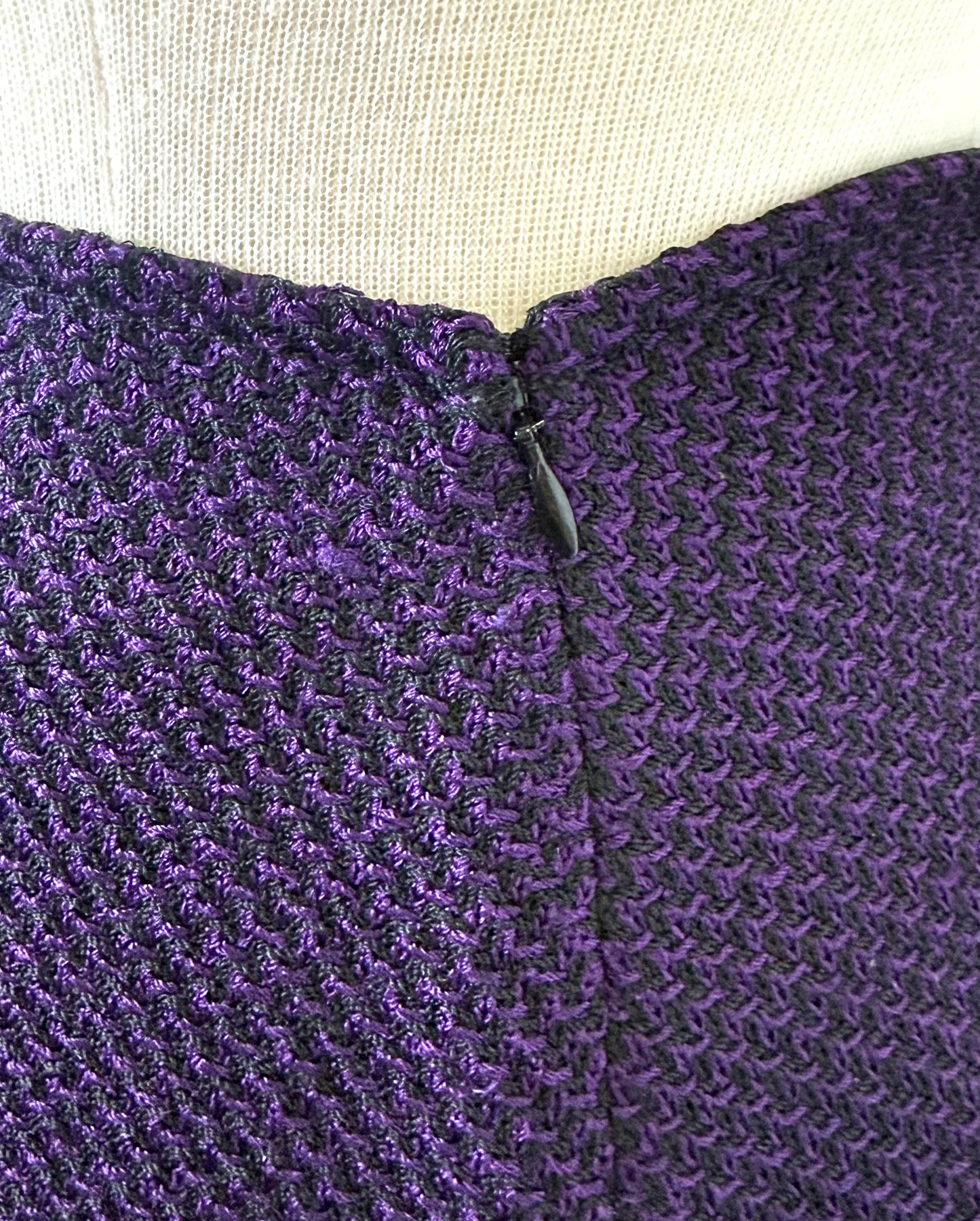St. John Purple & Black Knit Jacket Skirt Suit – Classic Trim – Size 16