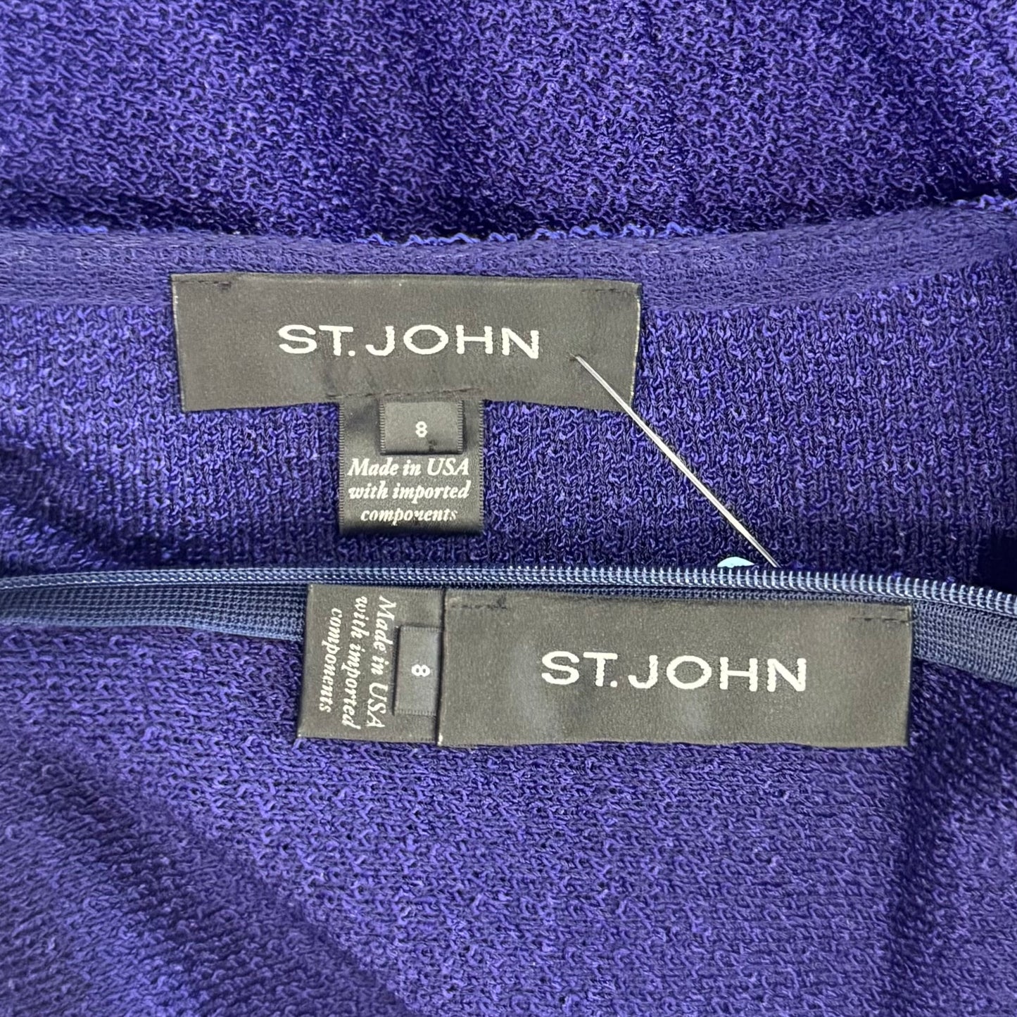 St. John Purple Textured Wool Blend Jacket & Sheath Dress Suit – Size 8
