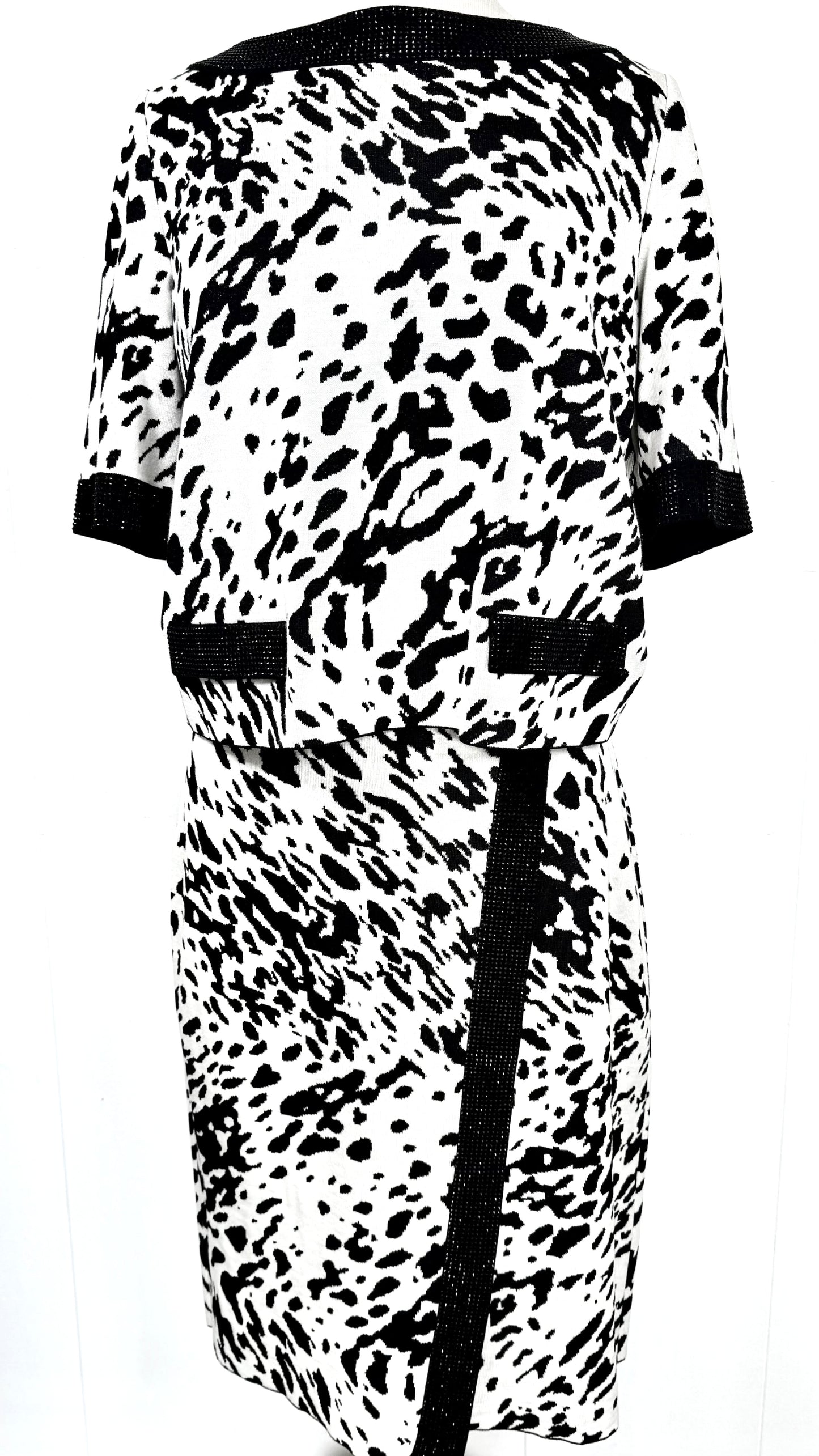 St. John Black & White Animal Print Evening Set with Paillette Accents - Size M / 10 NWT