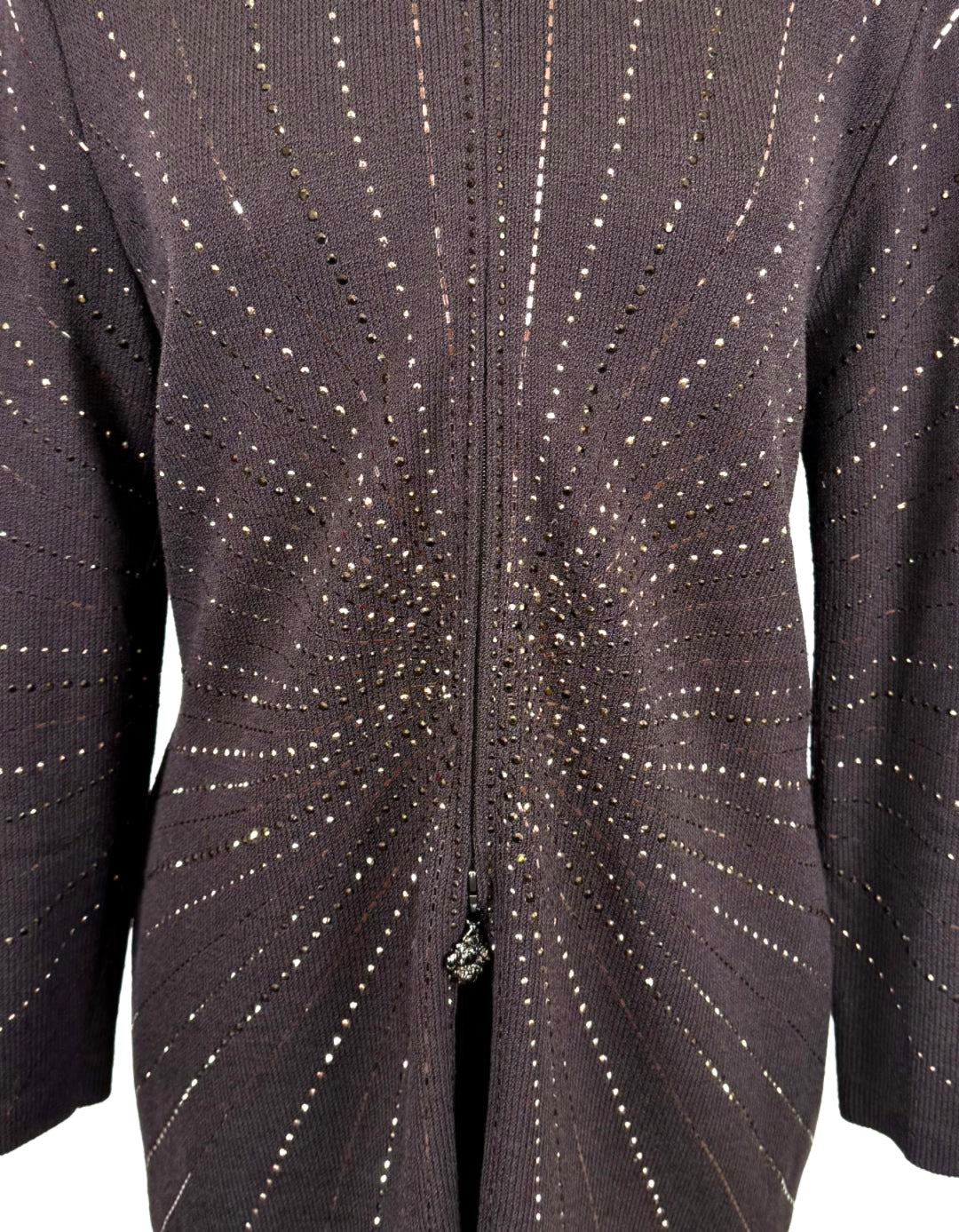 St. John Evening Suit – Brown Starburst Paillette Jacket & Long Skirt Set - Size 12