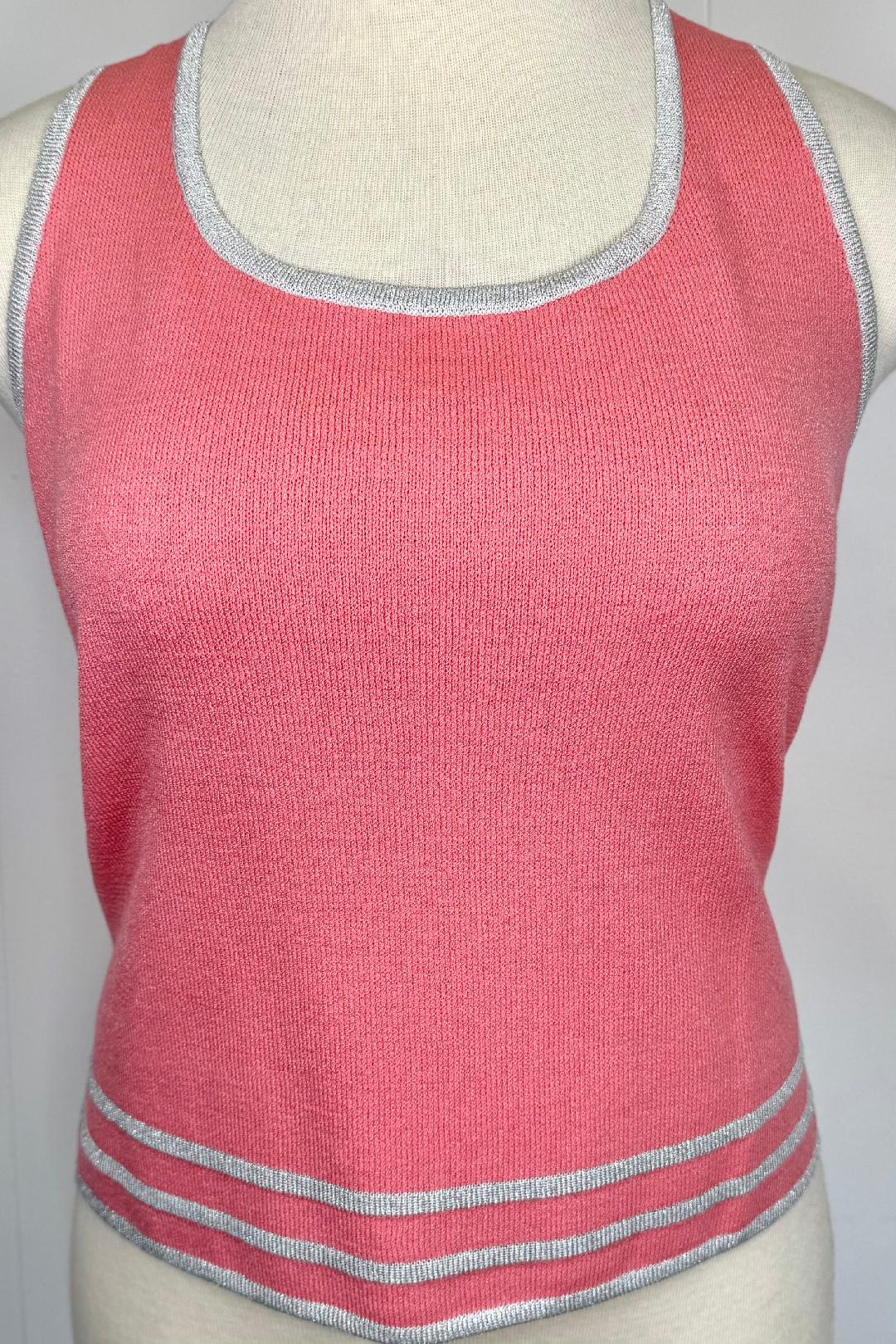 St. John Sport Coral & Silver Santana Knit Two-Piece Set with Pockets – NWT 1,790 - Size M/L/10/12